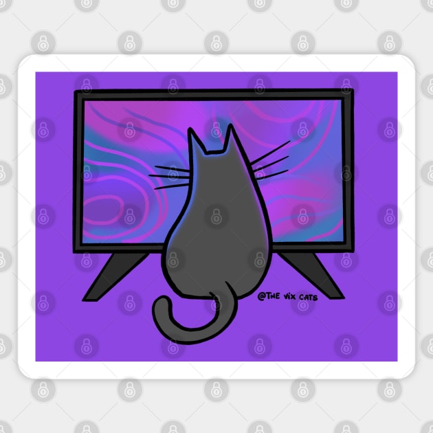 Cat watching TV Magnet by The Vix Cats